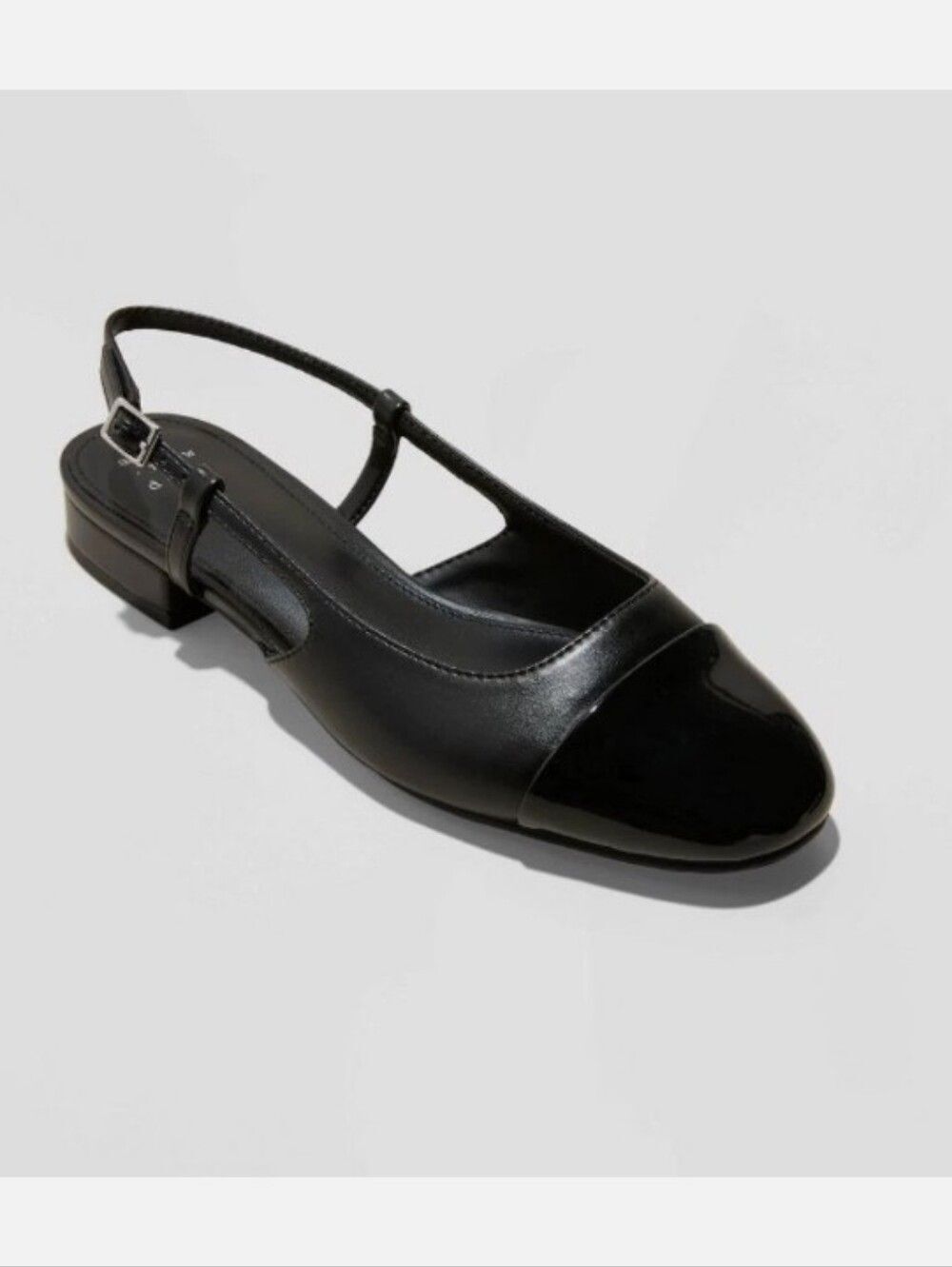 A New Day Classic Black Slingback Round Toe Low Heel Flats Size 9 NWT